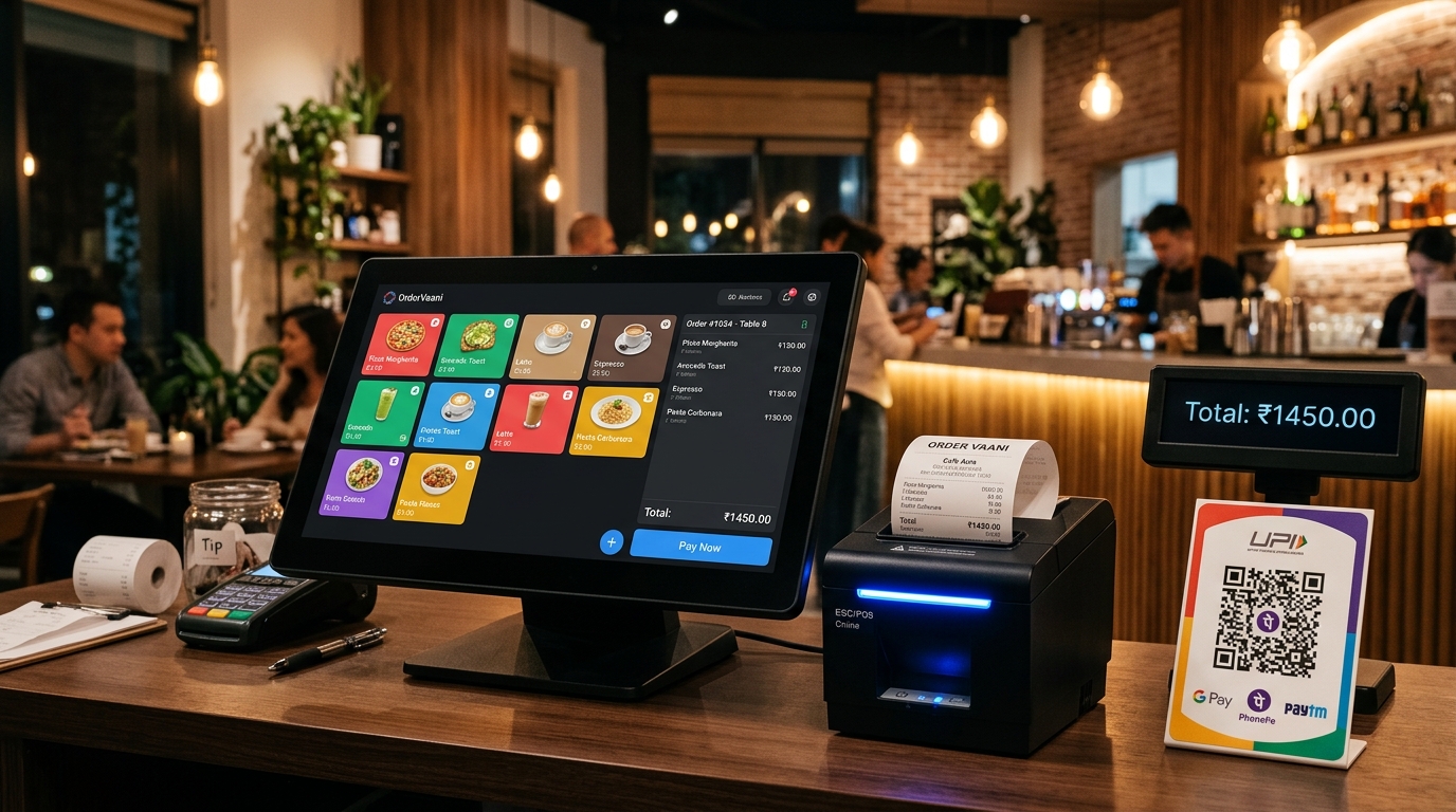 OrderVaani Indian Restaurant POS with GST Tax Compliance and UPI Payment Support
